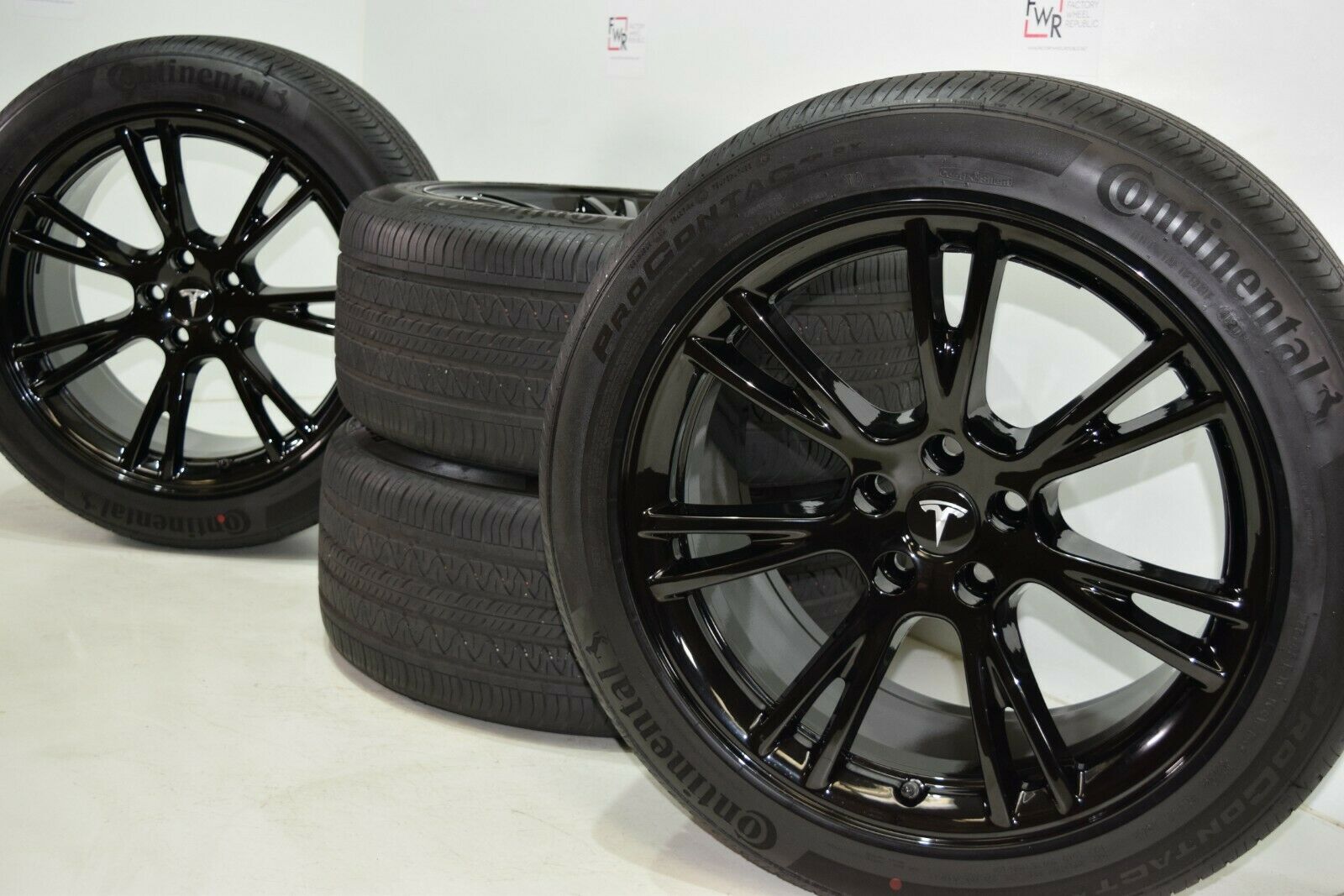 Tesla Model Y 19″ Gemini Wheels RIMS TIRES BLACK 2020 2021 Factory OEM GLOSS BLACK